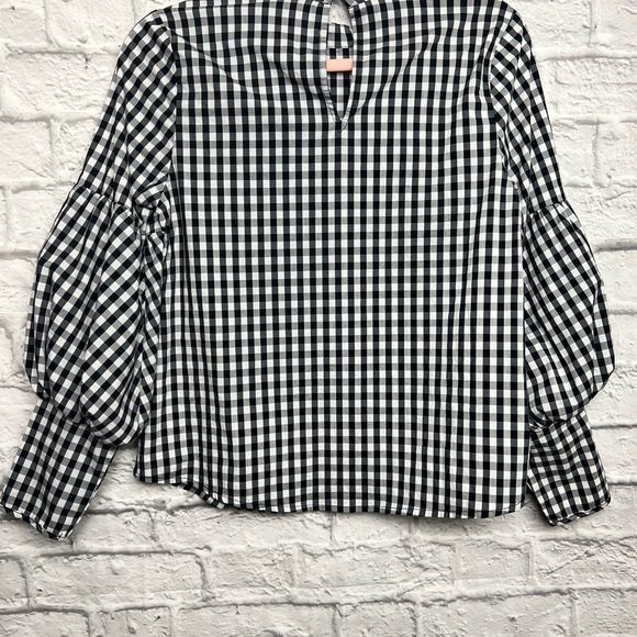 Lipslide Checkered Puff Sleeve Top S - Picture 7 of 8